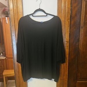 Old Navy Black 3/4 Sleeve Boxy Blouse